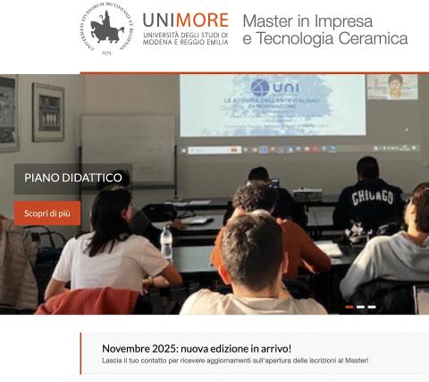 Al via la 5ª edizione del Master in Impresa e Tecnologia Ceramica