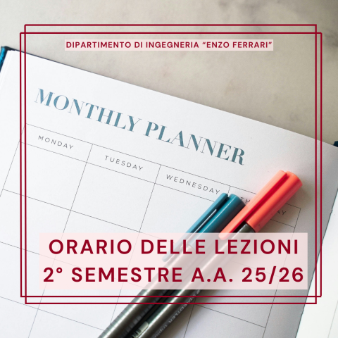 Pubblicato l’orario del secondo semestre a.a. 2025/26